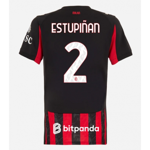 Billige Fotballdrakt AC Milan Pervis Estupinan #2 Replika Hjemmedrakt Dame 2025-26 Kortermet Billige Fotballdrakt AC Milan Pervis Estupinan #2 Replika Hjemmedrakt Dame 2025-26 Kortermet